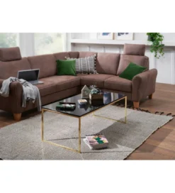 Stolik kawowy CELLA 120 cm czarno złoty