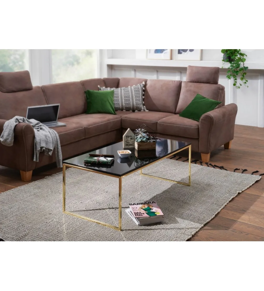 Stolik kawowy CELLA 120 cm czarno złoty
