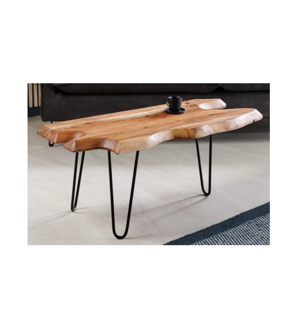 Stolik kawowy CESME 100 cm drewno akacja
