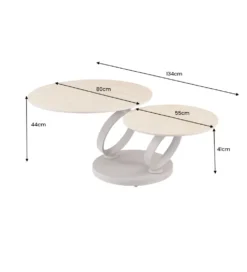 Stolik kawowy DANCING RINGS 135 cm ceramika w optyce trawertynu