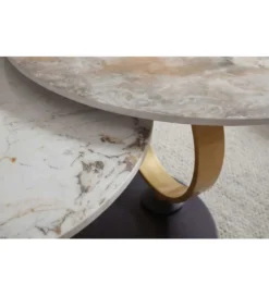 Stolik kawowy DANCING RINGS 135 cm ceramika w optyce marmuru