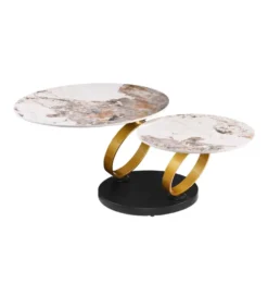 Stolik kawowy DANCING RINGS 135 cm ceramika w optyce marmuru