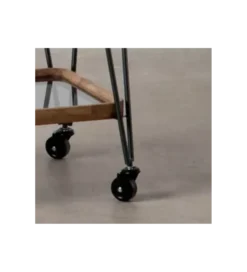 Stolik kawowy DEST 62 cm drewno kauczuk na kółkach