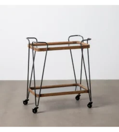 Stolik kawowy DEST 62 cm drewno kauczuk na kółkach