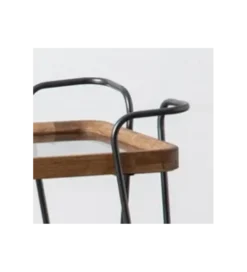 Stolik kawowy DEST 50 cm drewno kauczuk na kółkach