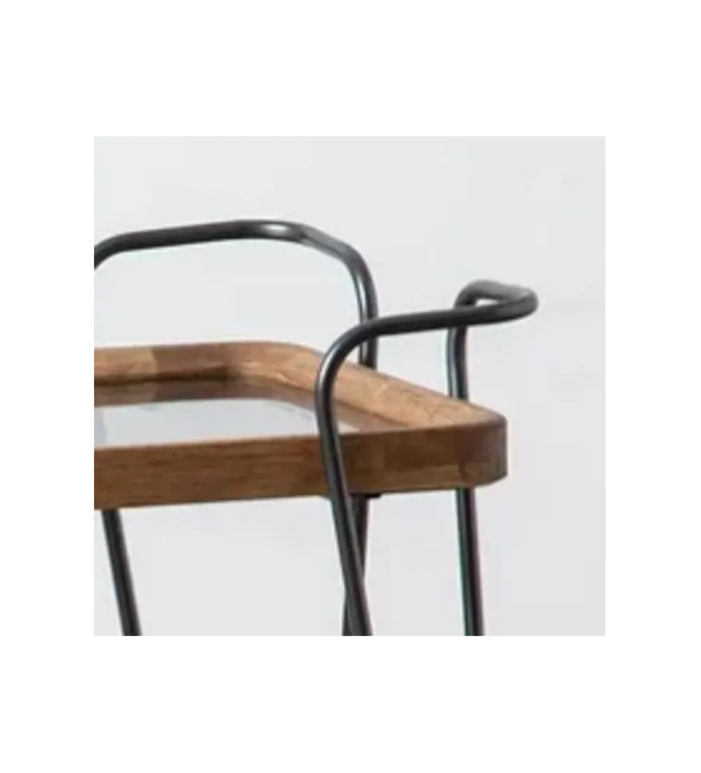 Stolik kawowy DEST 50 cm drewno kauczuk na kółkach