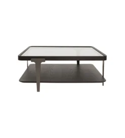 Stolik kawowy DIVINE 100 cm drewno jesion szklany
