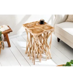 Stolik kawowy DRIFTWOOD 40 cm drewno teak naturalny
