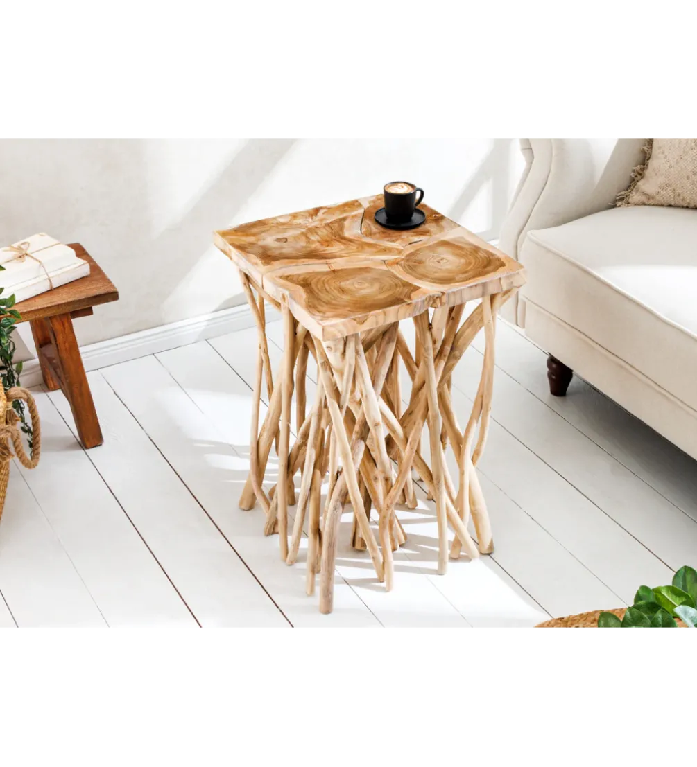 Stolik kawowy DRIFTWOOD 40 cm drewno teak naturalny