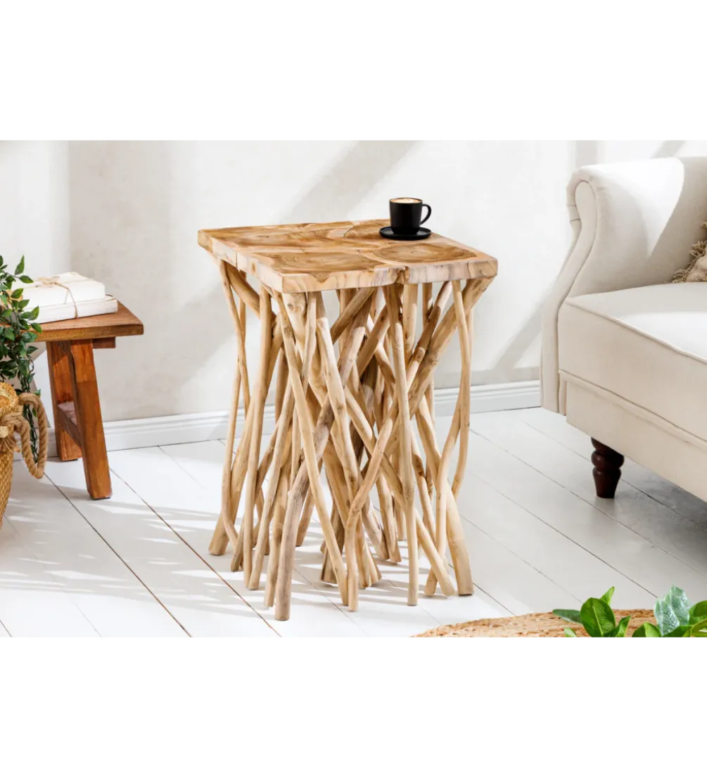 Stolik kawowy DRIFTWOOD 40 cm drewno teak naturalny