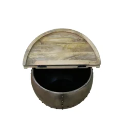 Stolik kawowy Drump Storage 68 cm z blatem z drewna Mango