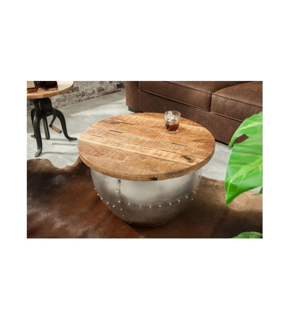 Stolik kawowy Drump Storage 68 cm drewno mango