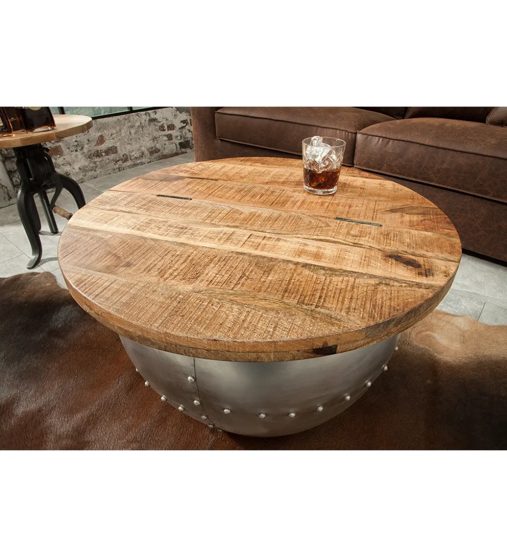 Stolik kawowy Drump Storage 68 cm drewno mango