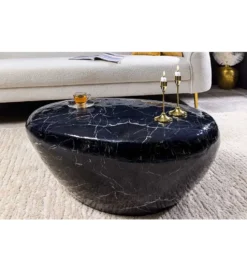 Stolik kawowy EROCK 75 cm w optyce czarnego marmuru