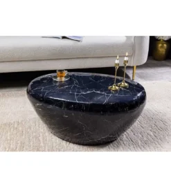 Stolik kawowy EROCK 75 cm w optyce czarnego marmuru