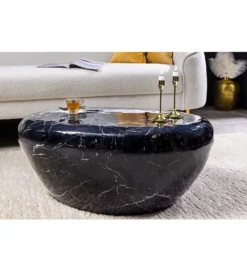 Stolik kawowy EROCK 75 cm w optyce czarnego marmuru