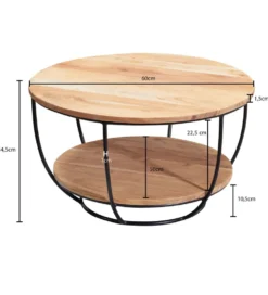 Stolik kawowy EZEF 60 cm drewno akacja