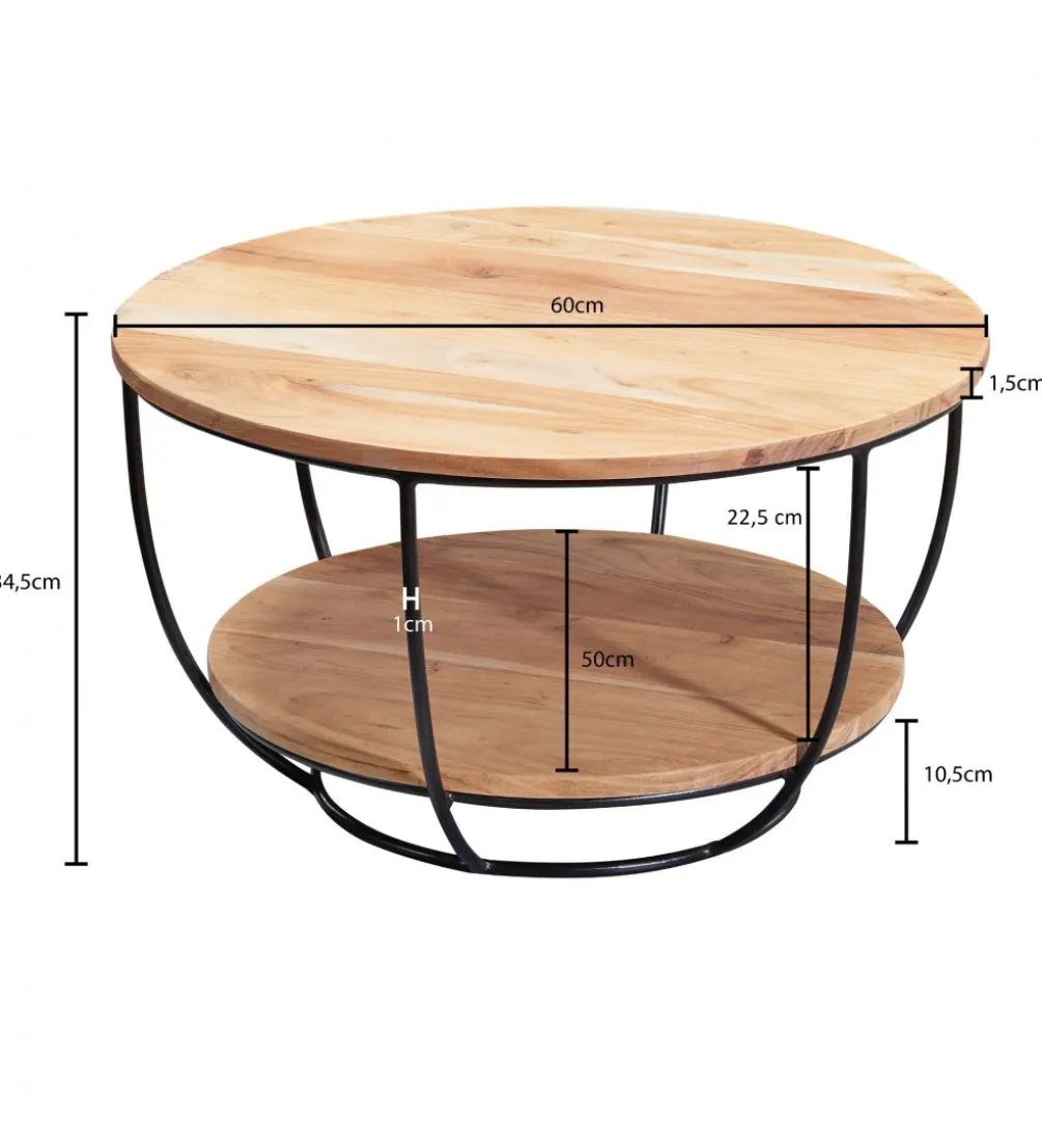 Stolik kawowy EZEF 60 cm drewno akacja