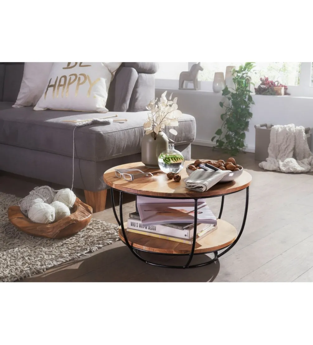 Stolik kawowy EZEF 60 cm drewno akacja