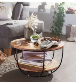 Stolik kawowy EZEF 60 cm drewno akacja