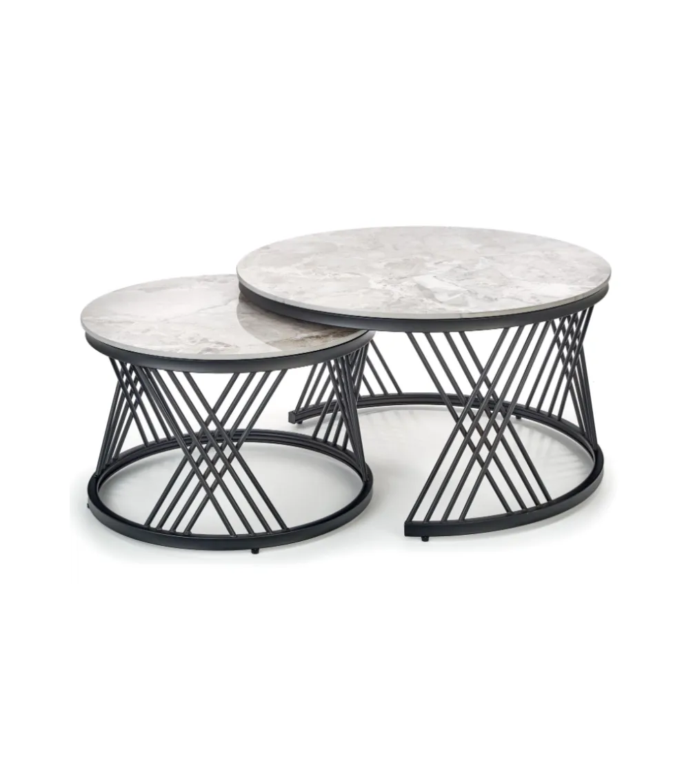 Stolik Kawowy FLAMINGO set 2 w kolorze szarego marmuru