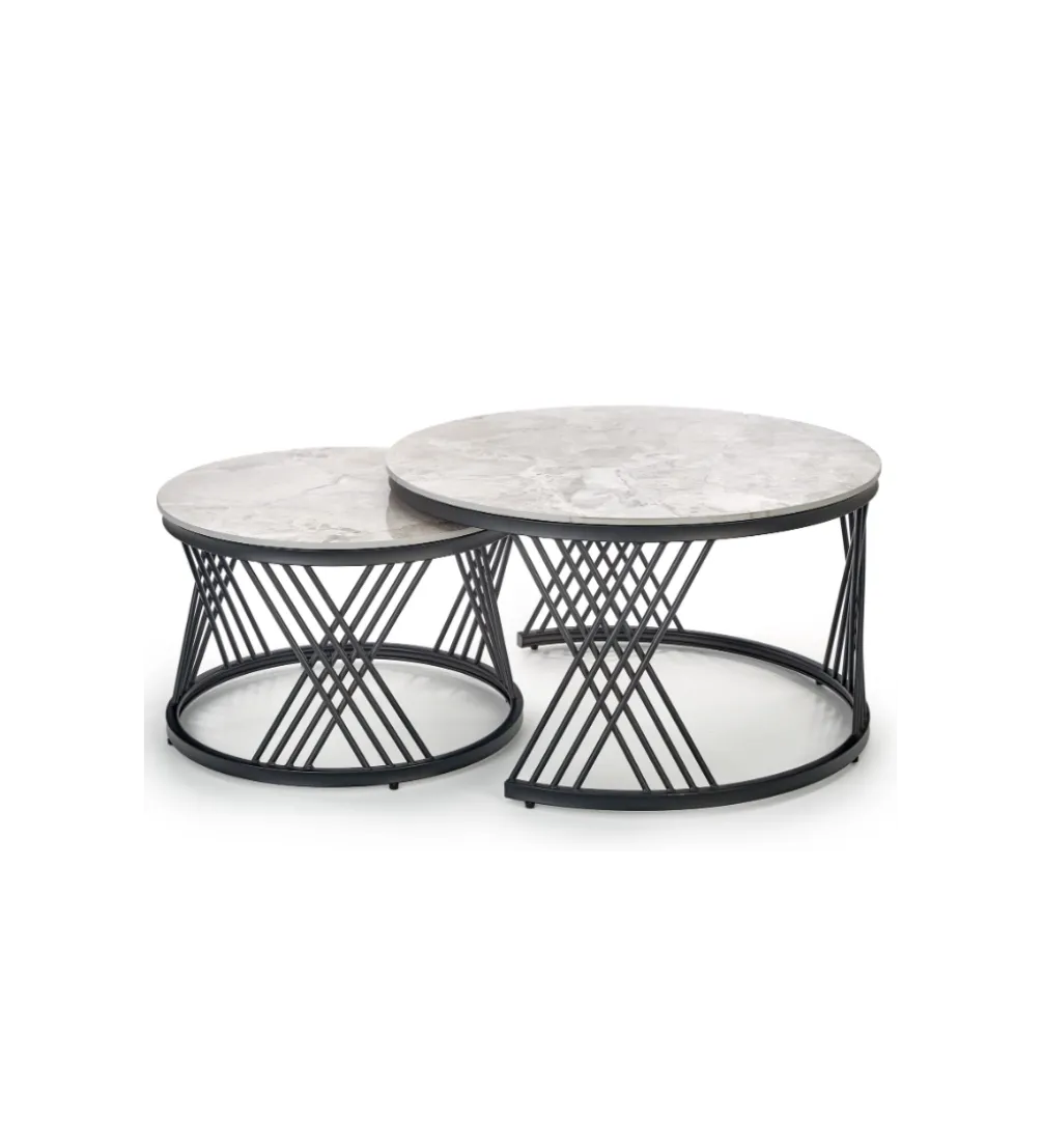 Stolik Kawowy FLAMINGO set 2 w kolorze szarego marmuru