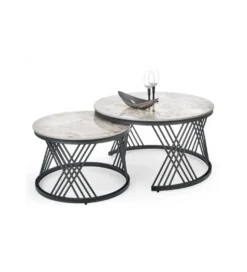 Stolik Kawowy FLAMINGO set 2 w kolorze szarego marmuru
