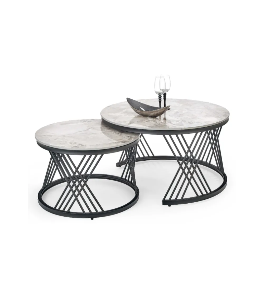 Stolik Kawowy FLAMINGO set 2 w kolorze szarego marmuru
