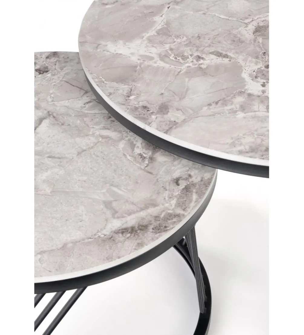 Stolik Kawowy FLAMINGO set 2 w kolorze szarego marmuru