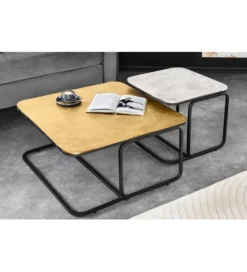 Stolik kawowy FLETCHER II set 2 złoto srebrny
