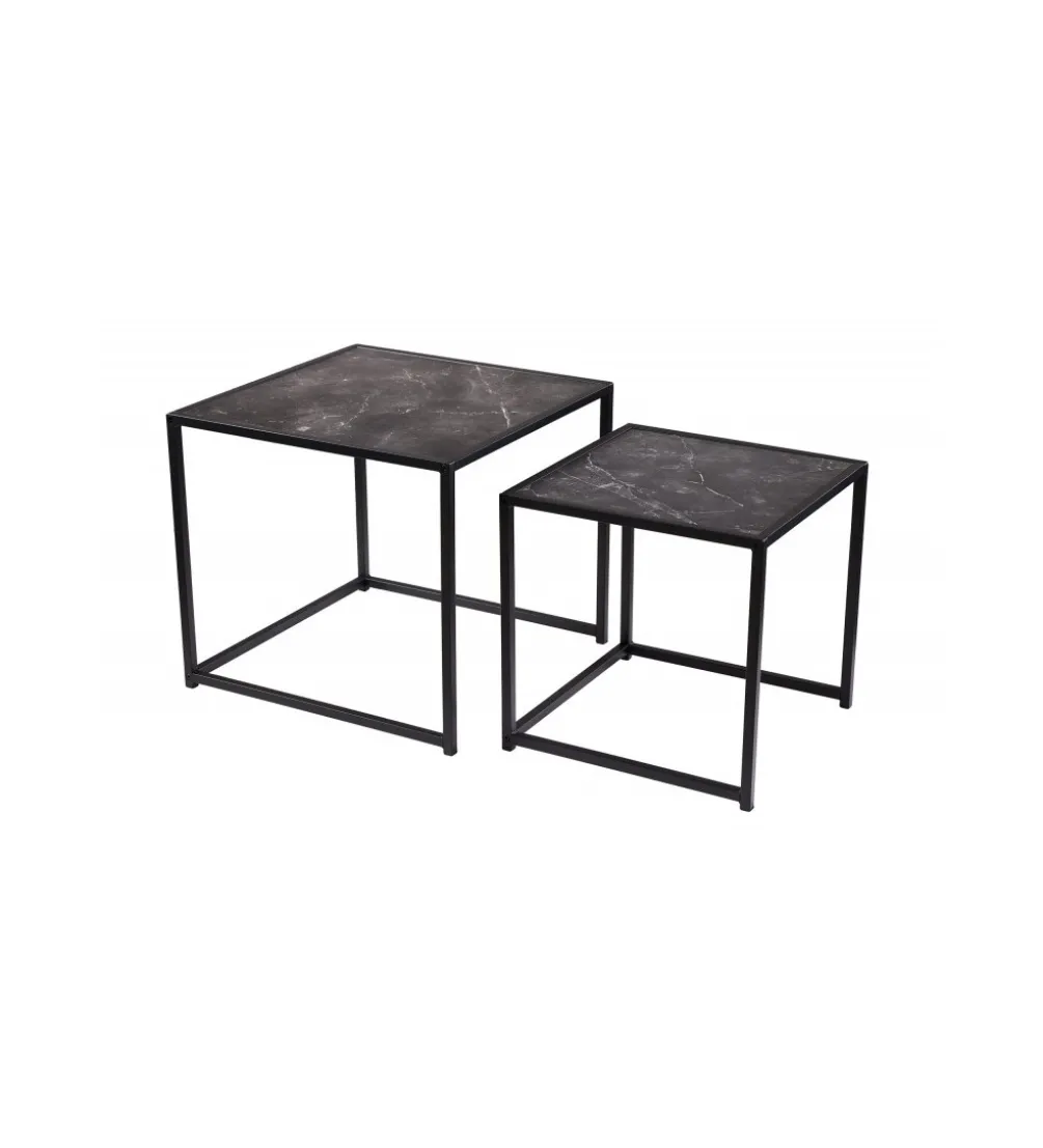 Stolik kawowy FONTERA set 2 w optyce marmuru