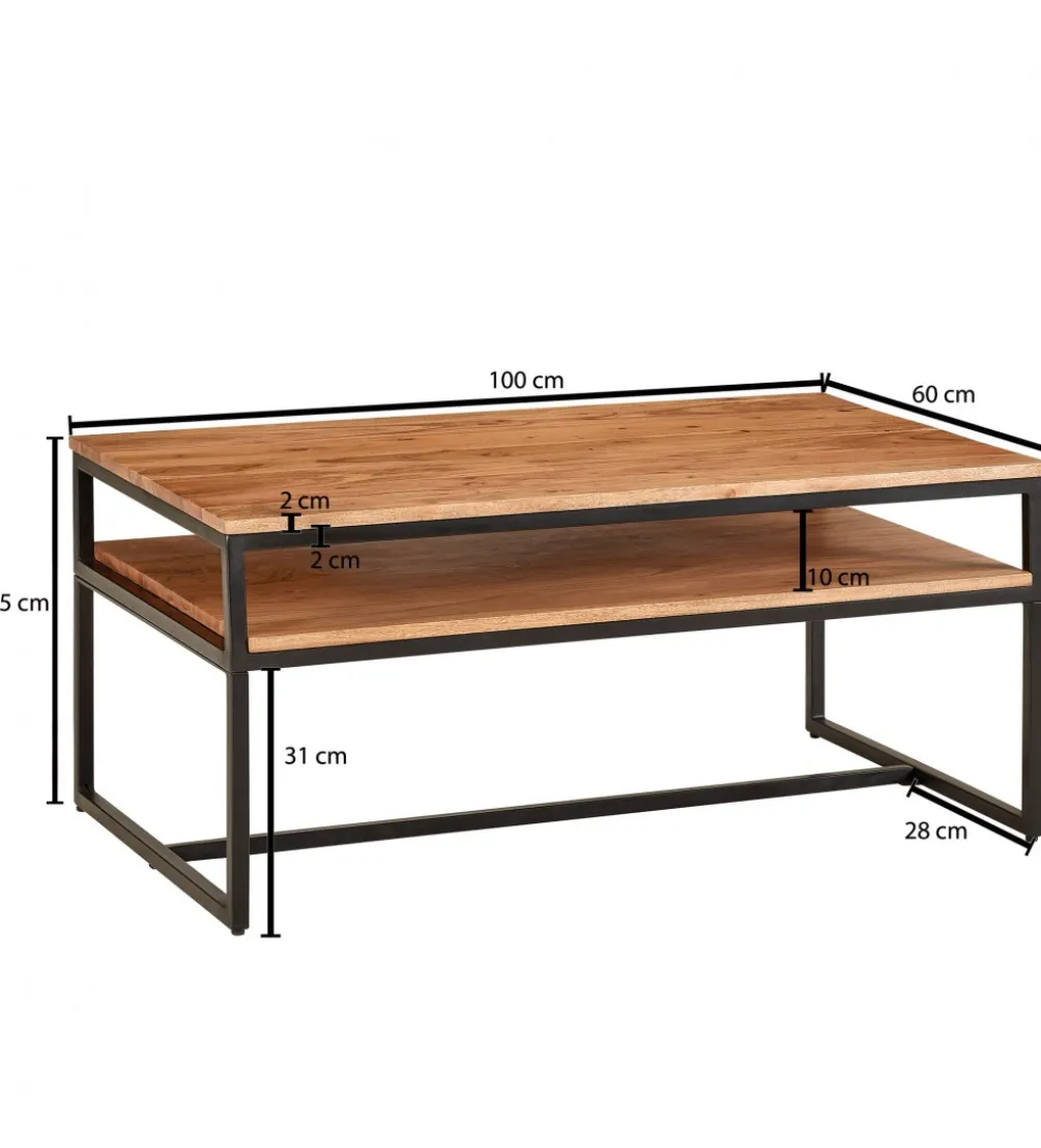 Stolik kawowy FUNI 100 cm drewno akacja