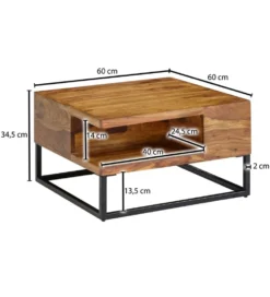 Stolik kawowy GIARRE 60 cm drewno sheesham