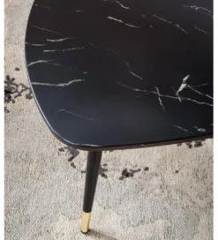 Stolik kawowy GINEVRA 90 cm w optyce czarnego marmuru