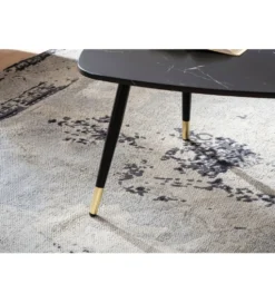 Stolik kawowy GINEVRA 90 cm w optyce czarnego marmuru