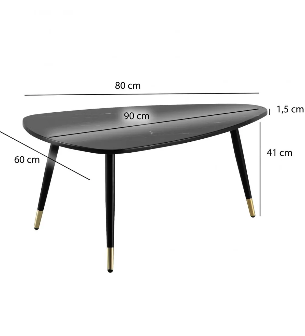 Stolik kawowy GINEVRA 90 cm w optyce czarnego marmuru