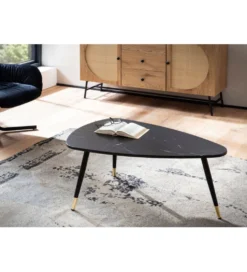 Stolik kawowy GINEVRA 90 cm w optyce czarnego marmuru