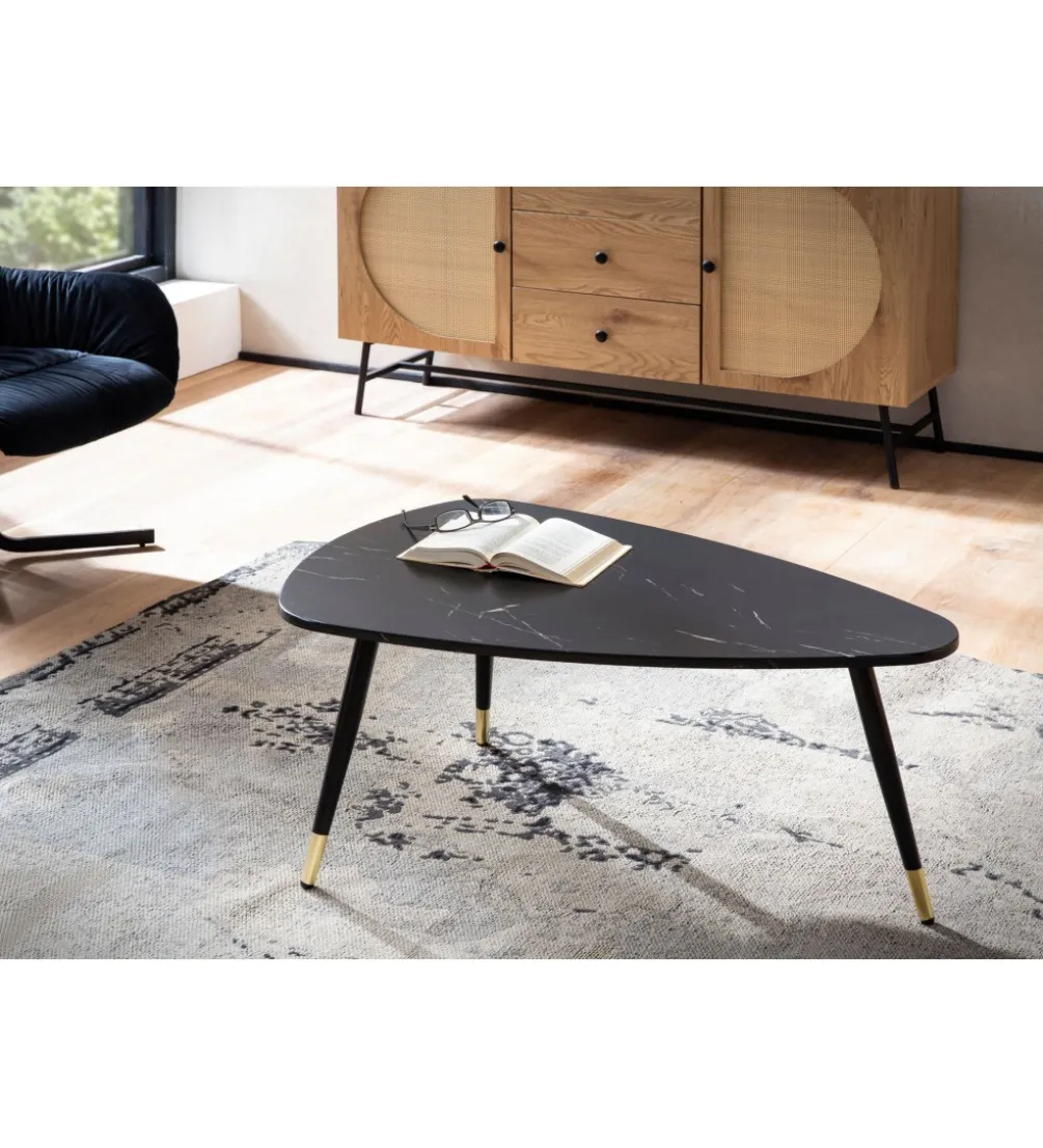 Stolik kawowy GINEVRA 90 cm w optyce czarnego marmuru