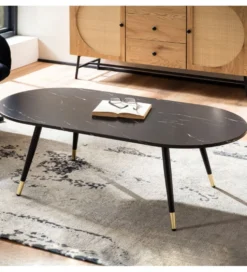 Stolik kawowy GINEVRA 120 cm w optyce czarnego marmuru