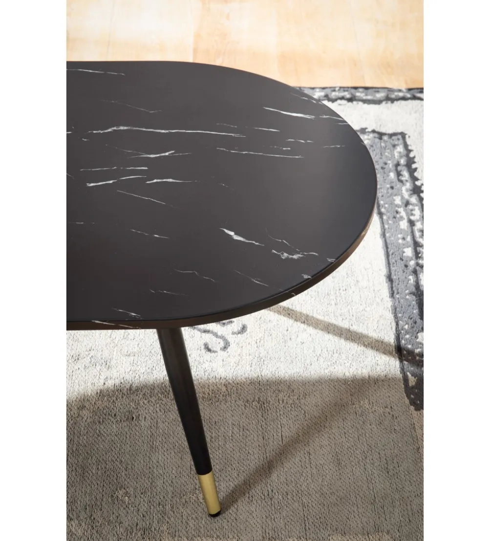 Stolik kawowy GINEVRA 120 cm w optyce czarnego marmuru