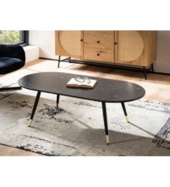 Stolik kawowy GINEVRA 120 cm w optyce czarnego marmuru