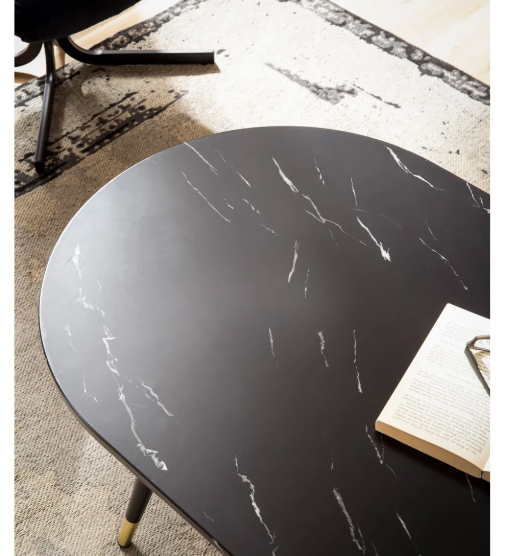 Stolik kawowy GINEVRA 120 cm w optyce czarnego marmuru