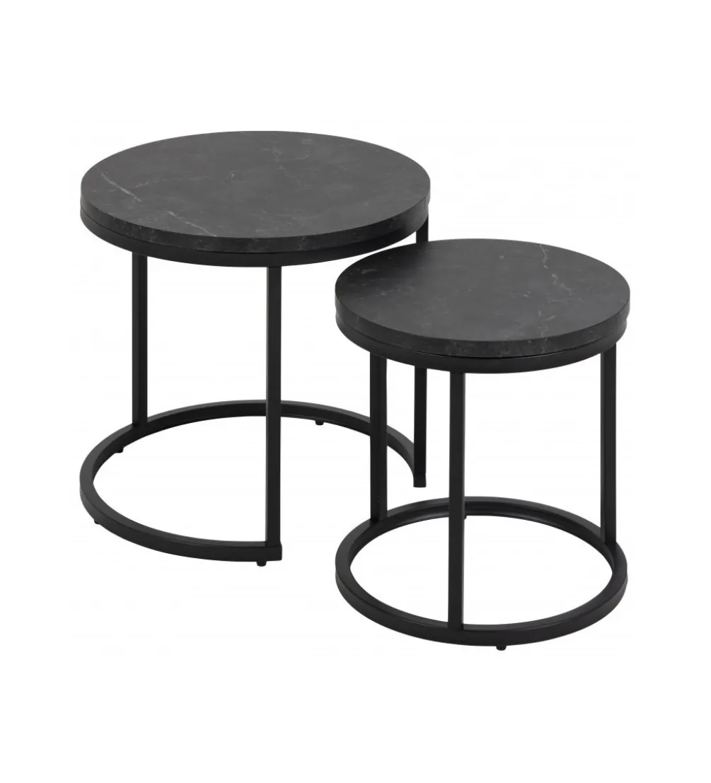 Stolik kawowy GIRON set 2 w optyce marmuru
