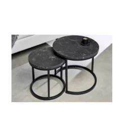 Stolik kawowy GIRON set 2 w optyce marmuru
