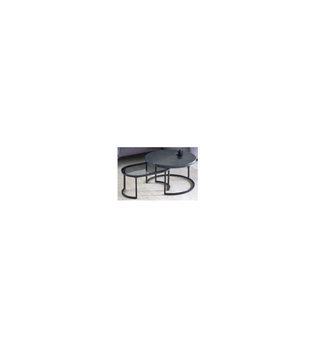 Stolik kawowy GIRON set 2 w optyce marmuru