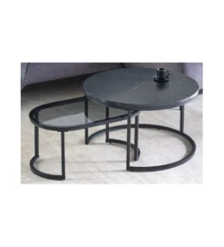 Stolik kawowy GIRON set 2 w optyce marmuru
