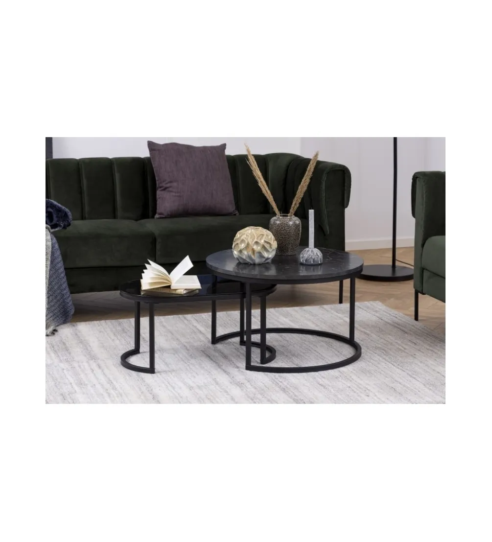 Stolik kawowy GIRON set 2 w optyce marmuru