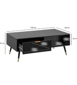 Stolik kawowy GLIMER 110 cm czarny