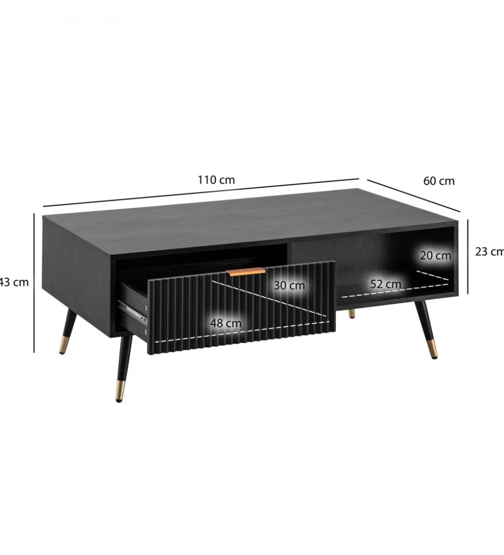 Stolik kawowy GLIMER 110 cm czarny