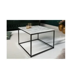 Stolik Kawowy GORAN 50 Cm Marmur biały